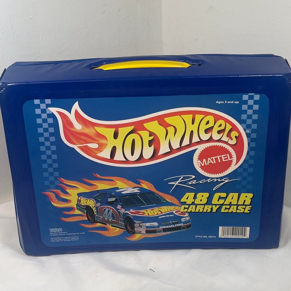 Mattel 1997 Hot Wheels Racing 48 Car Carry Case Blue Vinyl Tara Toy Corp 20010